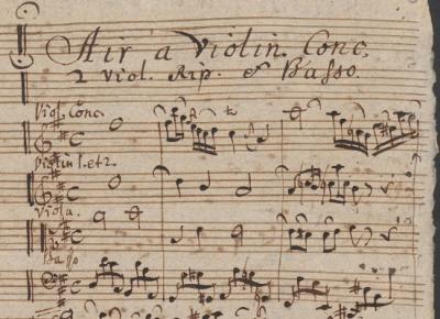 Autograph copy of J.S. Bach's Air from Orchestral Suite 3 BWV 1068