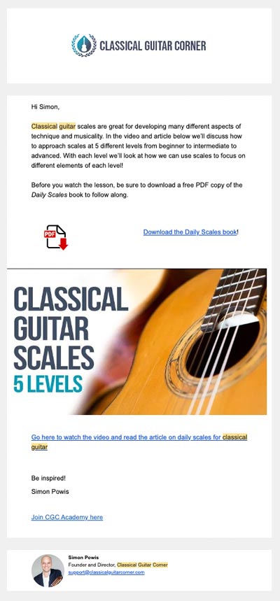 Classical Guitar Corner Mailing List