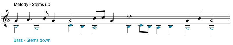 Guitar stem direction in sheet music