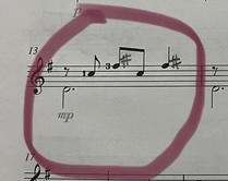 Score image of Carulli's Waltz with circle around left-hand finger numbers