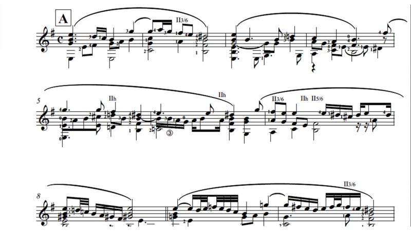 Voices in Guitar Transcription of Lachrimae Pavan by Dowland